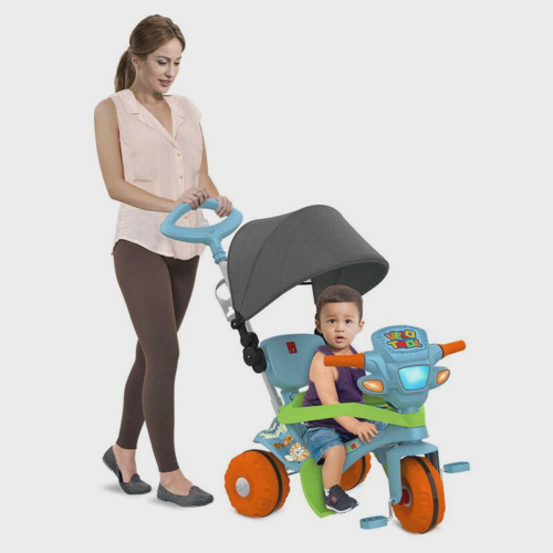 Triciclo Infantil com Empurrador Motoca Passeio Bebê Azul no Shoptime