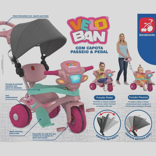 Triciclo Velobaby Disney - Minnie Bandeirante Rosa - Compre Agora