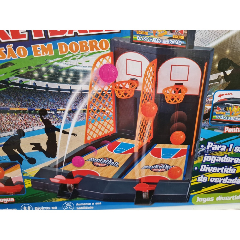 Jogo de Basquete de Mesa para 2 Jogadores, Mini Jogo de Tiro de Basquete,  Inclui 2 Lançadores e 6 Basquete, Brinquedo de Atividades Divertidas para  Crianças Adultos Fãs de Esportes Xiaochen 