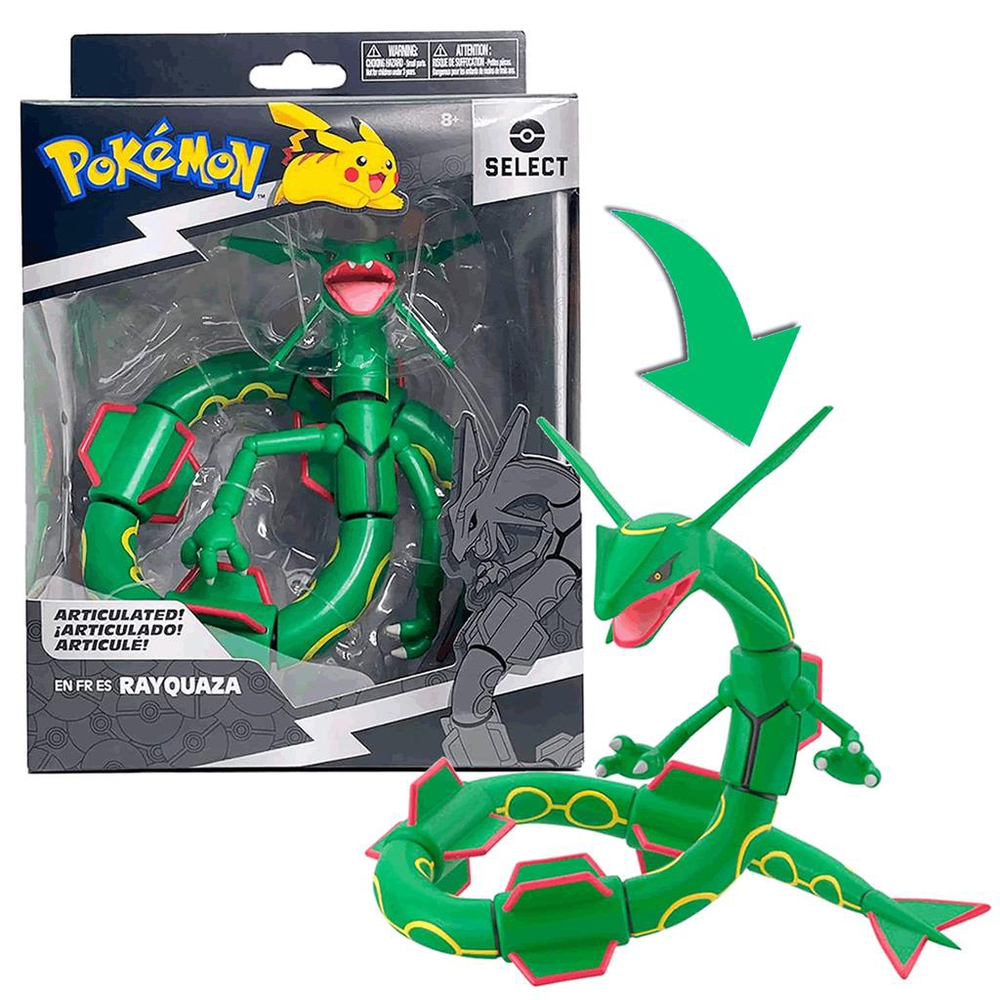 Boneco Pokemon Rayquaza Articulado Dragão Lendario Sunny em