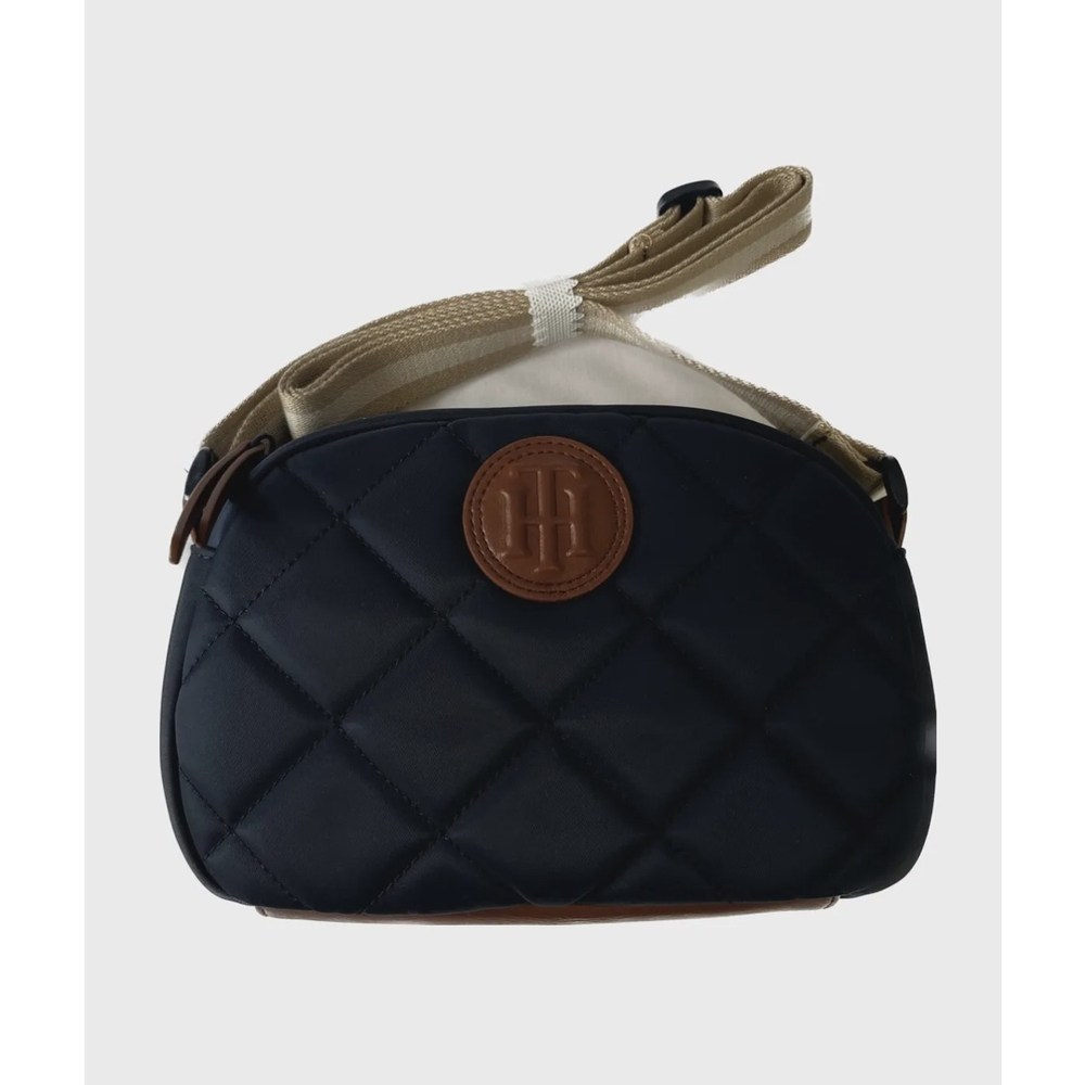 Bolsa Crossbody Tommy Hilfiger Azul Marinho com Marrom em