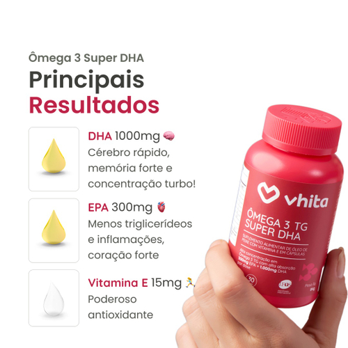 Ômega 3 Super dha tg 1000mg importado para o cérebro 60 cápsulas por
