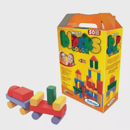 Blocos de Montar de Madeira Multiblocks Colorido 50 Peças Brinquedo  Educativo Brinquedos de Madeira Bambalalão Brinquedos Educativos