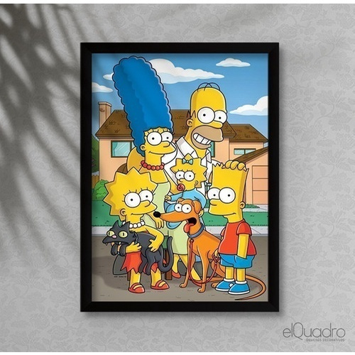 Quadro Decorativo Anime Os Simpsons c/ Moldura E Vidro A3 em