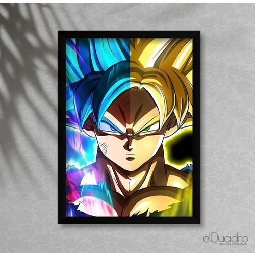 Quadro decorativo emoldurado Goku Super Sayajin Dragon Ball Arte