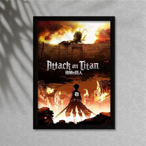 Kit Quadros Anime Shingeki No Kyojin Attack On Titan 20x30 (Branco)