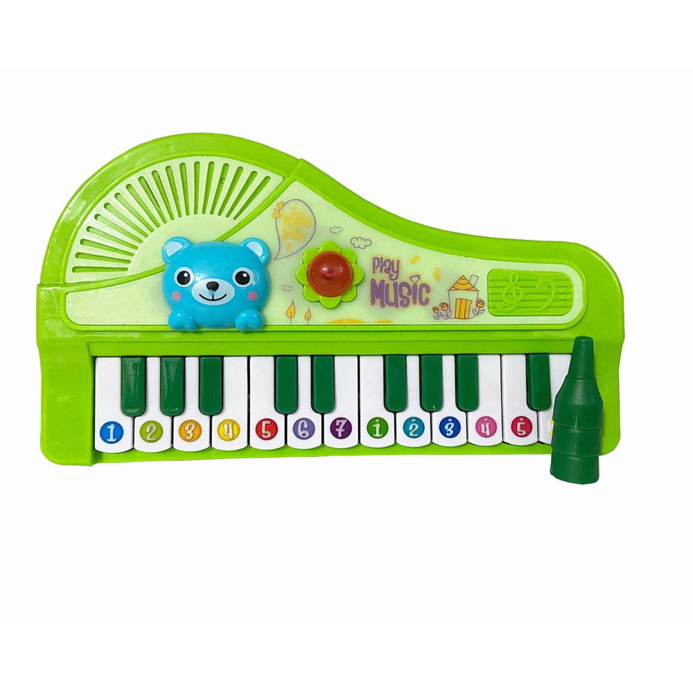 Piano Eletrônico Teclado Infantil Com Microfone Suporte Verde - Ri