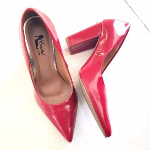 Scarpin salto best sale grosso vermelho