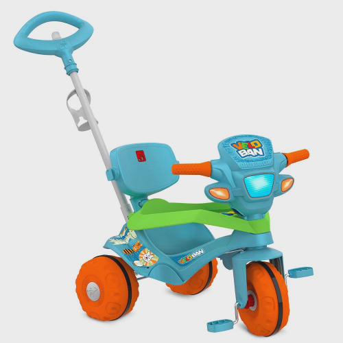 Triciclo Motinha Infantil com Capota Azul Passeio