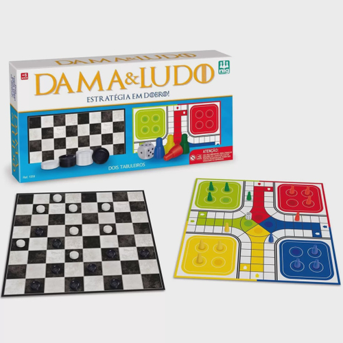 Jogo de dama com tabuleiro de madeira mdf + 24 peças - COLUNA