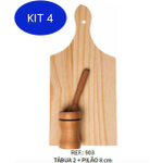 Kit 4 Tabua De Carne N2 15 X 32 Cm Com Pilão 8Cm