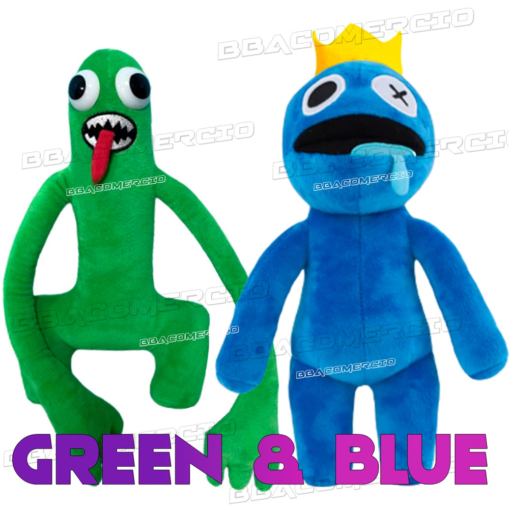 Kit 3 Pelúcia Boneco Azul Babão, Verde e Laranja Roblox Rainbow Friends