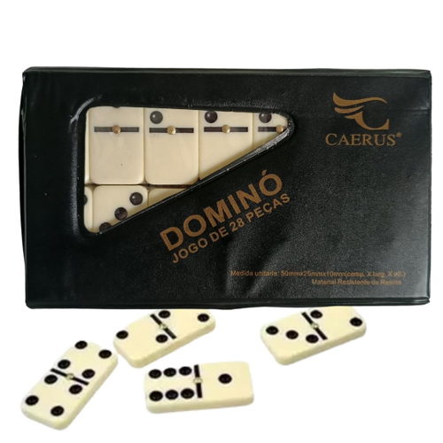 Jogo de Domino No Estojo Osso Branco 28 Peças - Pequeno - Shop