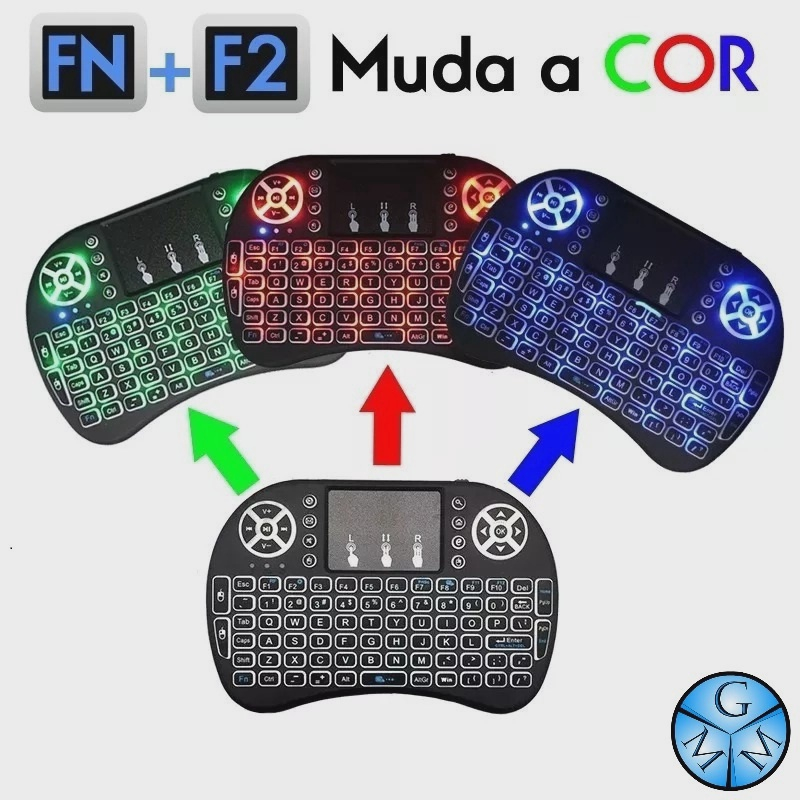 Mini Teclado Led Wireless Sem Fio Com Mouse Touch Pad Para Celular Pc Ps Xbox Game Tv Smart No