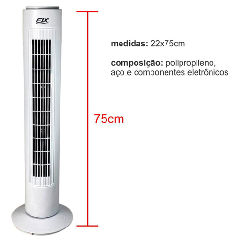 Ventilador De Coluna Circulador Ar Branco Potente 127V Fix No Shoptime