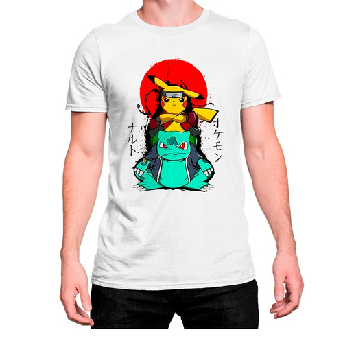 Camiseta T-Shirt Pokemon cute fofo Anime 100% Algodão - Preto