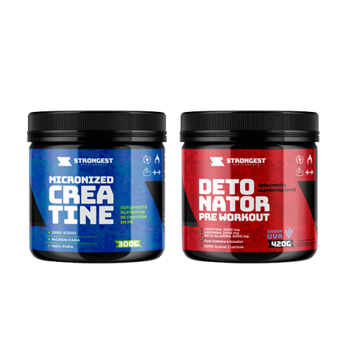 Kit 2 Suplementos Pré Treino + Creatina Strongest em Promoção na