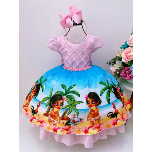 Vestido Infantil Temático Moana Baby Luxo