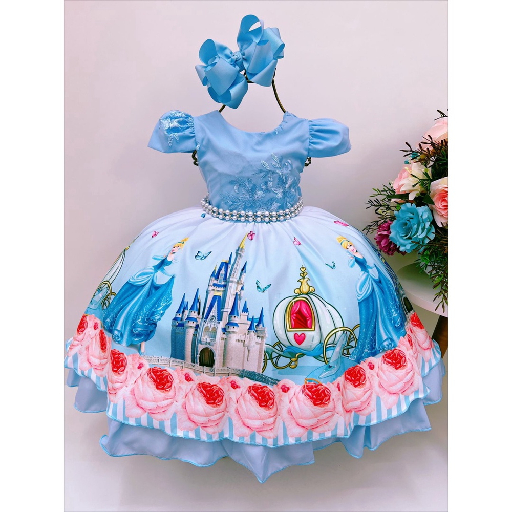 Vestido Infantil Da Cinderela de Luxo Temático Princesa Aniversário em  Promoção na Americanas