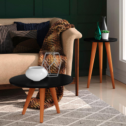 Conjunto Mesa Centro E Lateral Retrô Cissa - Preto Fosco - rpm Móveis é boa?