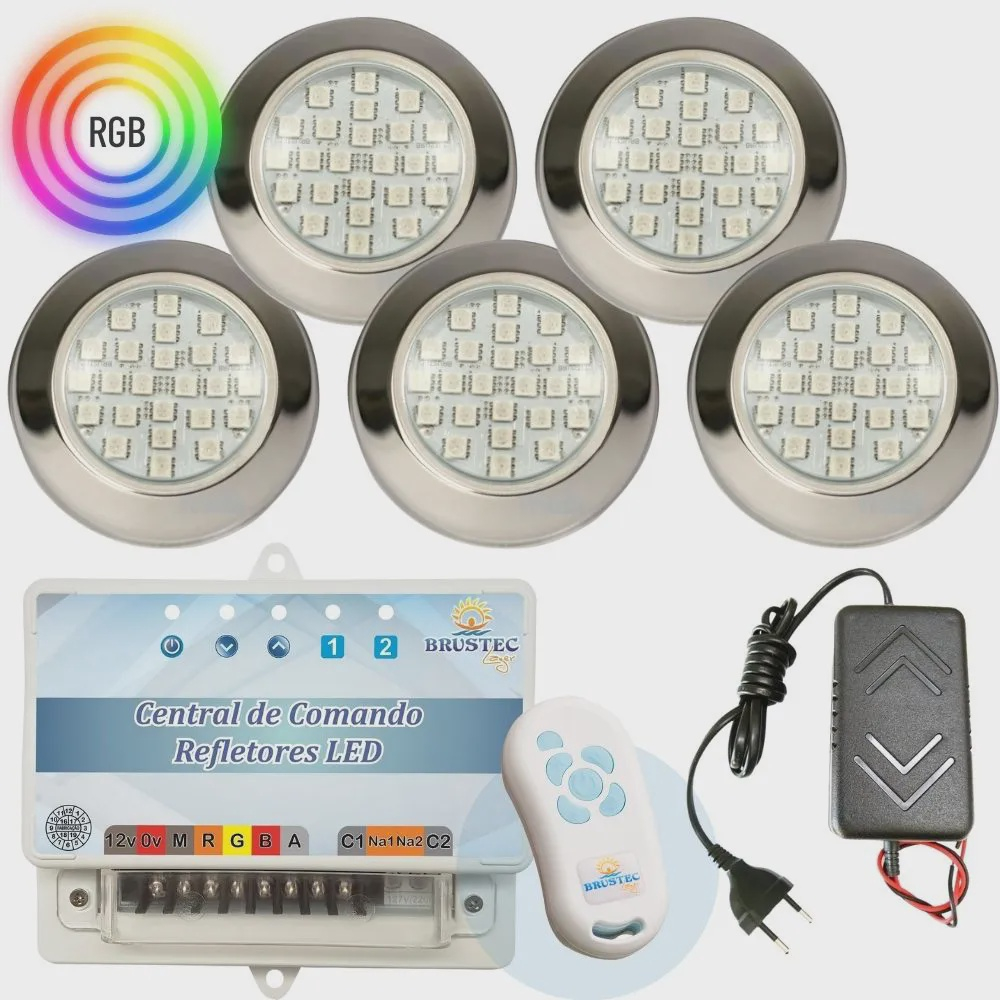 Kit Ilumina O Para Piscina Refletores Led W Inox Rgb Com Central