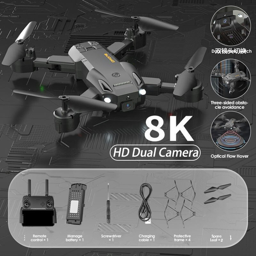 Dron 5g gps drone 8k professionanew drones 4k hd fotografia aérea obstáculo evitar helicóptero quadcopter rc distância 3000m Black Avoid Dual 8K cn