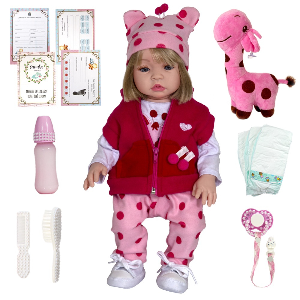 Bebe Reborn Boneca Real 100% Silicone Girafinha Pode Banho no Shoptime