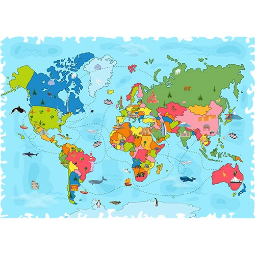 Quebra-Cabeça Mapa Mundi com 250 Peças 50x35cm