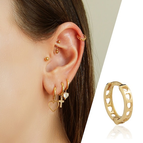 Piercing Umbigo Folheado a Ouro 18k Coração Zircônia Dourado