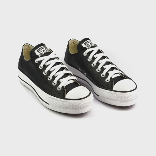 Tenis Converse Chuck Taylor All Star Lift Plataforma Couro Preto/Branco -  NewSkull