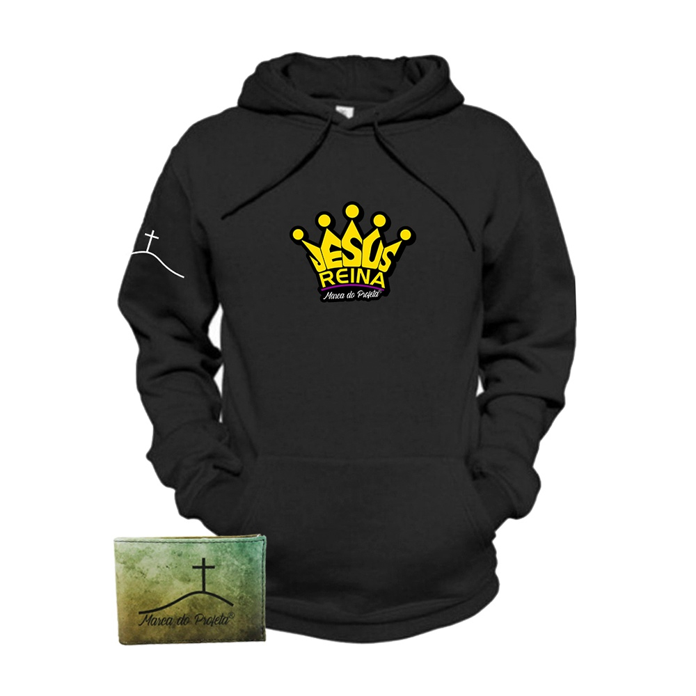 Kit Moletom Masculino Casaco de Frio com Carteira Jesus Reina Marca do Profeta Preto em Promo o na Americanas