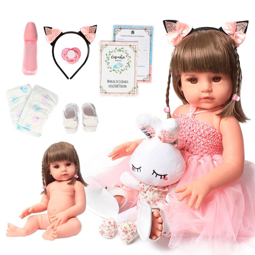 Boneca Bebe Sweetie Reborn (r) Raposinha Silicone Doll- 48cm