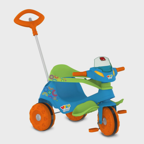 Triciclo Infantil com Empurrador Bandeirante Velobaby Azul 206