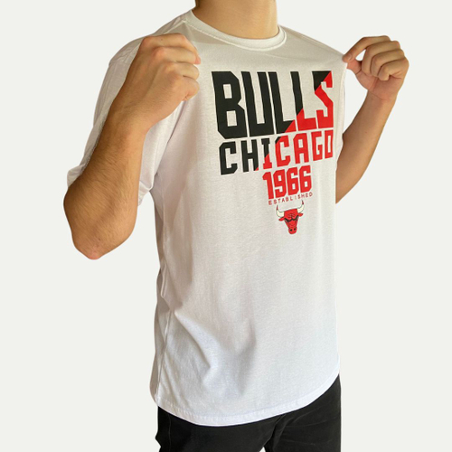 Camiseta estampada chicago bulls cor branca nba original em