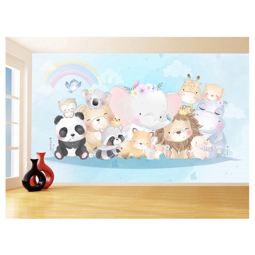 Papel de Parede Animais Kawaii Infantil 57x270cm