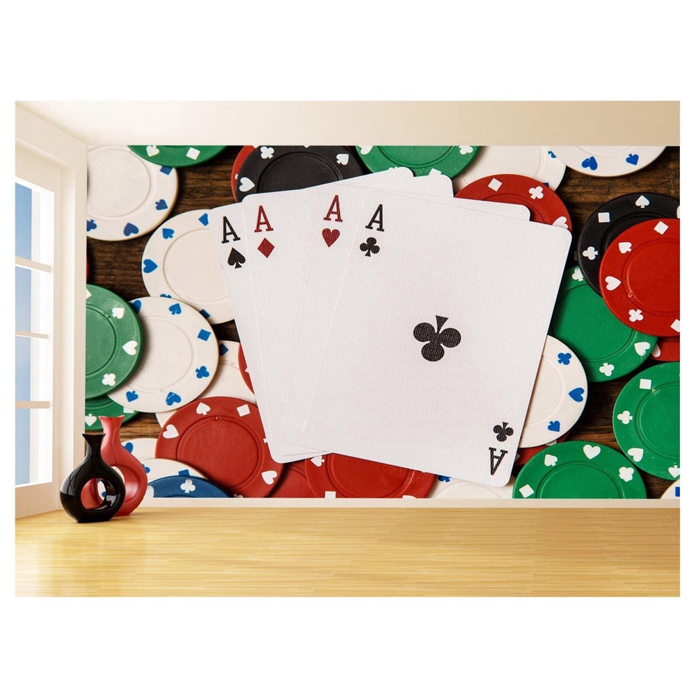 Papel De Parede 3D Salão De Jogos Cartas Poker 3,5M Jcs85 - Você