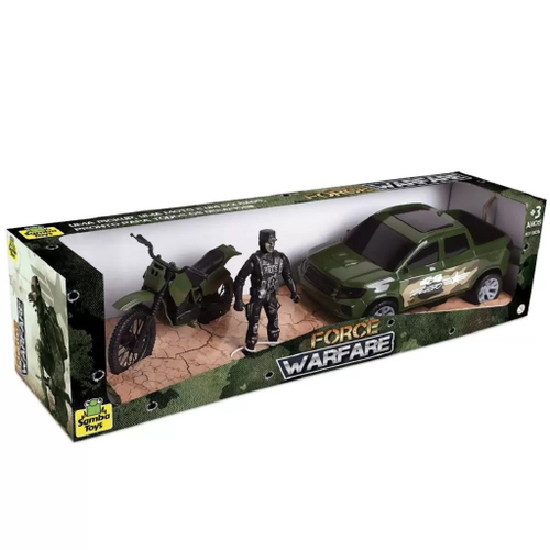 Soldado com Moto de Brinquedo Soldier Darkwar BS Toys