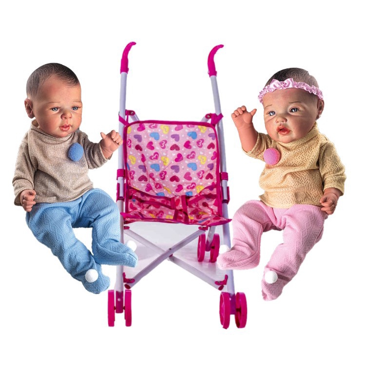 Boneca Reborn Gêmeos Grande 46cm Com Kit Acessórios Infantil em Promoção na  Americanas