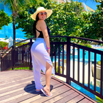 Saída de Praia Calça Pantalona Fenda Lateral Moda Blogueira