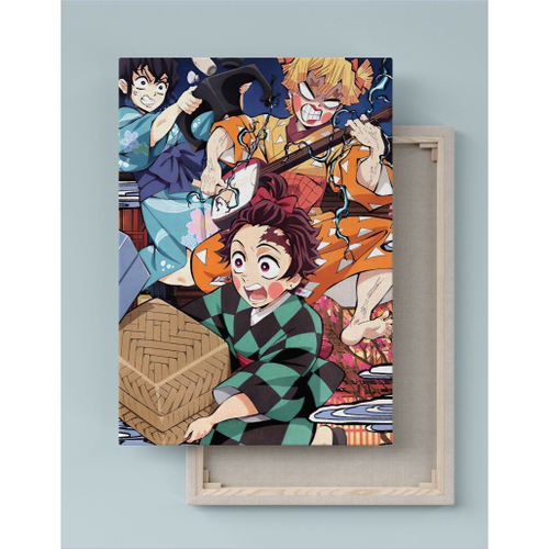 Quadro decorativo emoldurado Tanjiro Desenho Demon Slayer Arte