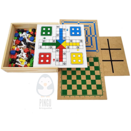 Jogo 5 Em 1 Ludo Xadrez Chines Dama Hipismo Xadrez Pç 6,5 Cm - R$ 215