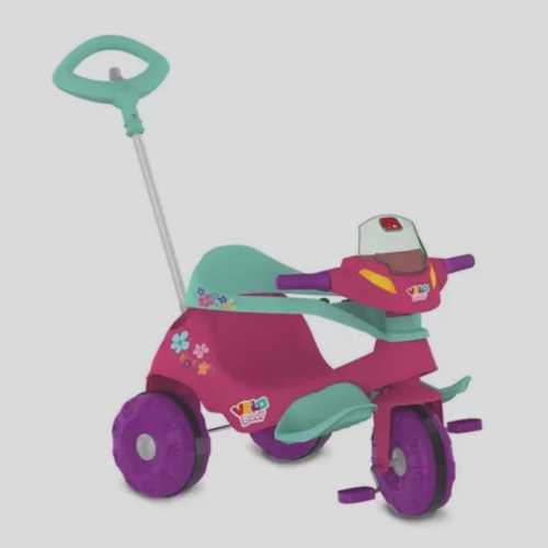 Triciclo Infantil Calesita Moto Uno - 2 em 1 - Pedal e Passeio com Aro -  Rosa L