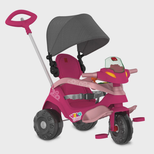 Triciclo Infantil Calesita Moto Uno - 2 em 1 - Pedal e Passeio com Aro -  Rosa L