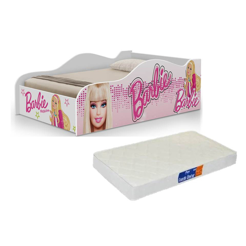 Cama Infantil Adesivada com Proteção Lateral Barbie - WebContinental