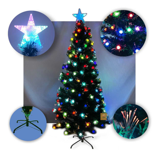 Arvore Natal Fibra Com Estrellinhas 60cm Led Rgb 8 Funçao