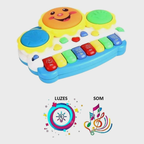 Brinquedo Pianinho Musical Educativo Piano Infantil com Som Luzes e Alça  para Segurar Azul em Promoção na Americanas