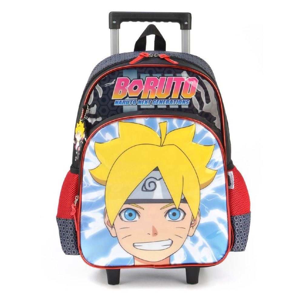 Kit Mochila Escolar Boruto Naruto Infantil de Carrinho Rodinhas