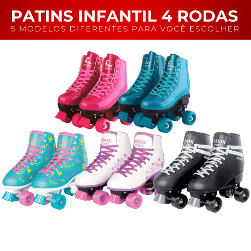 Patins Infantil Menina Quad Roller Skate Ajustável 4 Rodas