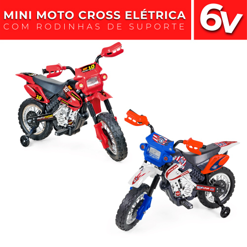 Mini Moto Elétrica Infantil para Criança Vermelho Branco Azul 6V Som e Luz  em Promoção na Americanas