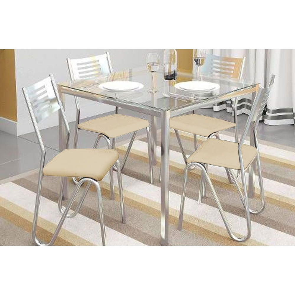 Conjunto de Mesa com 4 Cadeiras Preto Reno com Nápolis Kappesberg